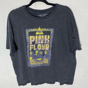 Pink Floyd Oversized Grey Burnout Wash Blue Yellow Graphic T Shirt Band Tee L